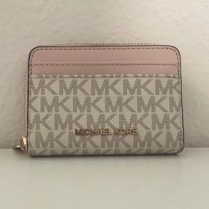 Michael Kors Jet Set Monogram Medium Zip Around Card Wallet